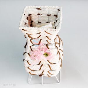 White <em>Paper</em> Woven Flower Vase For Home Decoration