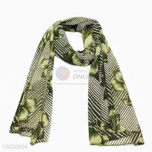 Wholesale Cheap Price Green Flower Dacron and Spandex <em>Scarf</em>