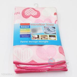 <em>Hot</em> Sale 40*45cm Pink Polyester Cleaning Towel with the Pattern of  Hearts