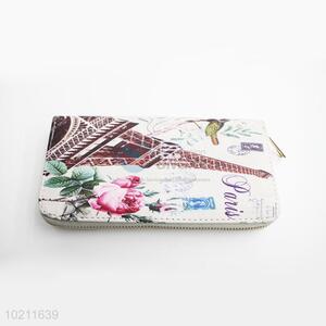 Nice Paris Pattern Canvas Purse&Wallet with Polyester Zipper for Sale