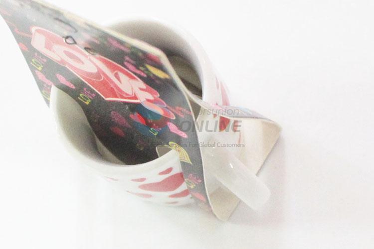 Lovely top quality low price red loving heart pattern ceramic cup