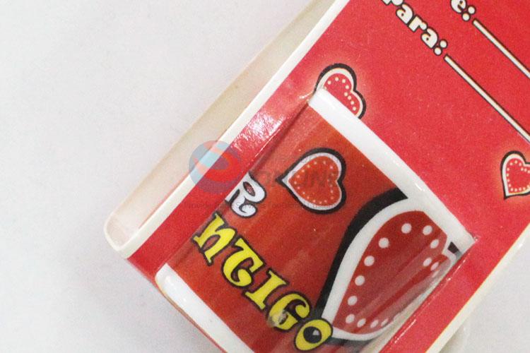 Low price useful red heart pattern ceramic cup