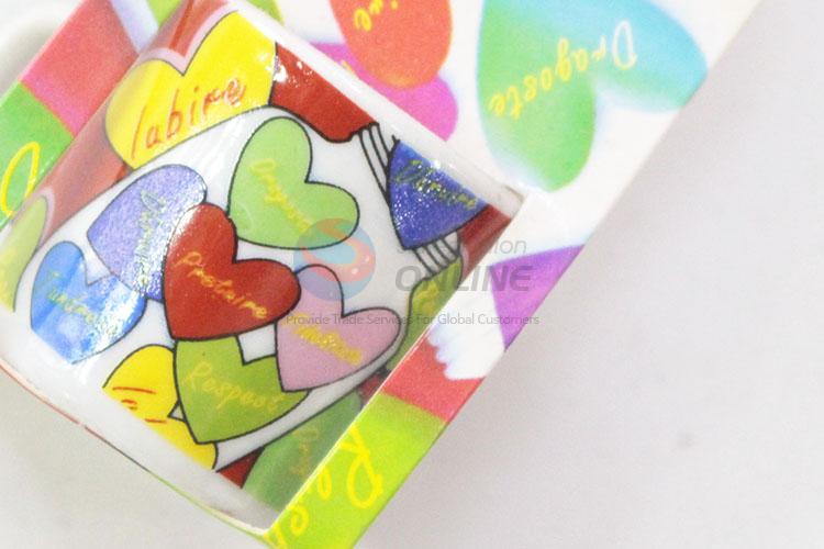 Popular hot sales colorful loving heart pattern ceramic cup