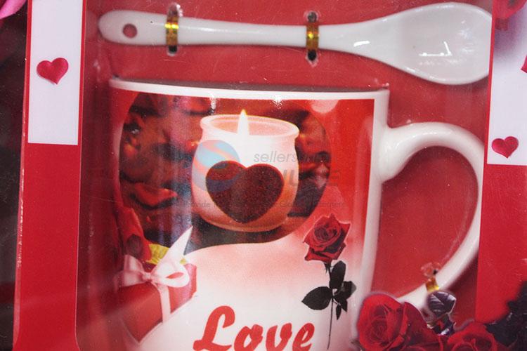 Low Price Tabelware Fake Flower Ceramic Couple Cup