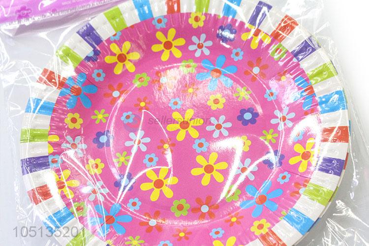 Reasonable Price 10pcs Flower Printed Cake Disposable Round Paper Plate
