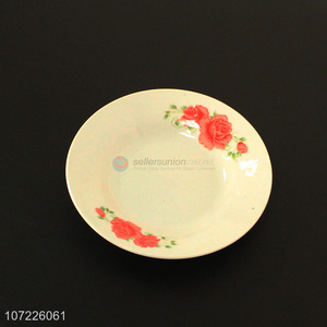 Low price round flower pattern ceramic dish porcelain plate