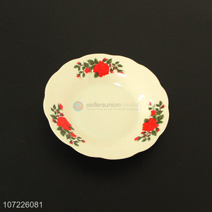 Best selling household dishware round flower pattern ceramic plate
