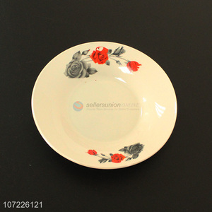 Competitive price round flower pattern ceramic plate ceramic dishware