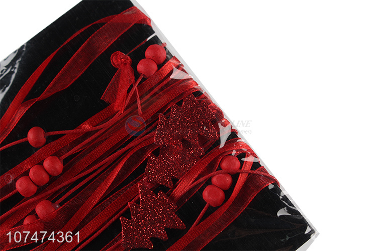 Hot products Xmas decoration silk ribbon with wooden christmas trees