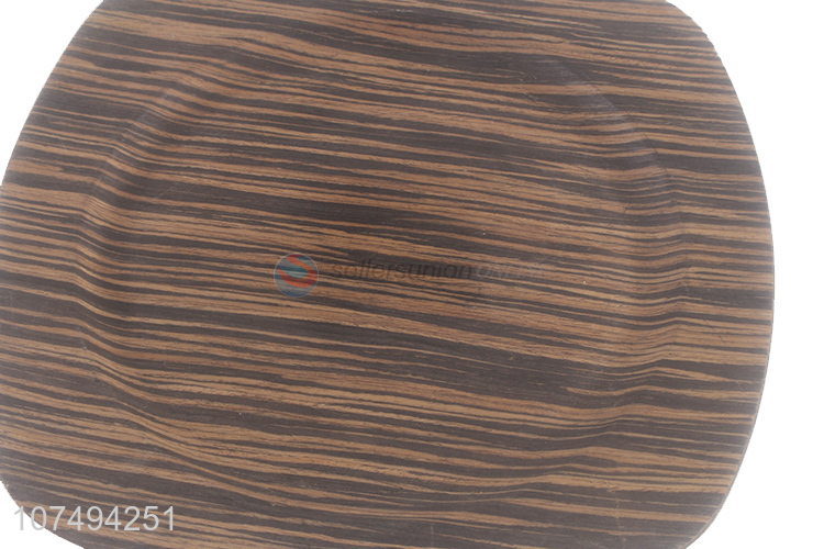 Hot sale plastic breakfast plate wood grain printed plate