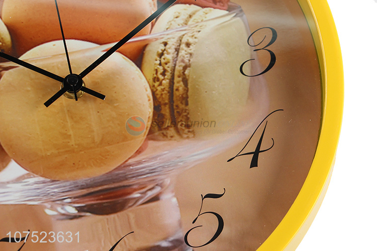 Competitive price fashionable wall clock macarons pattern quartz clock for beadroom decoration