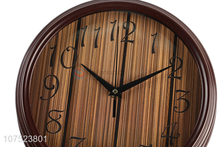 Hot products home decoration wood grain wall clock simple silence clock quartz clock