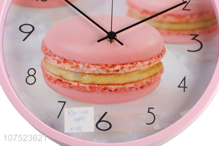 Latest design home decoration living room wall clock macarons pattern silence quartz clock