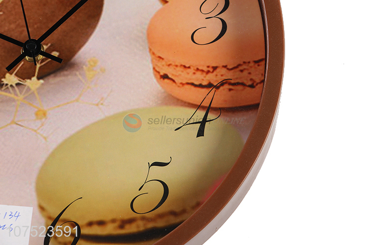 Bottom price no-punch macarons pattern wall clock silent quartz clock for classroon decoration