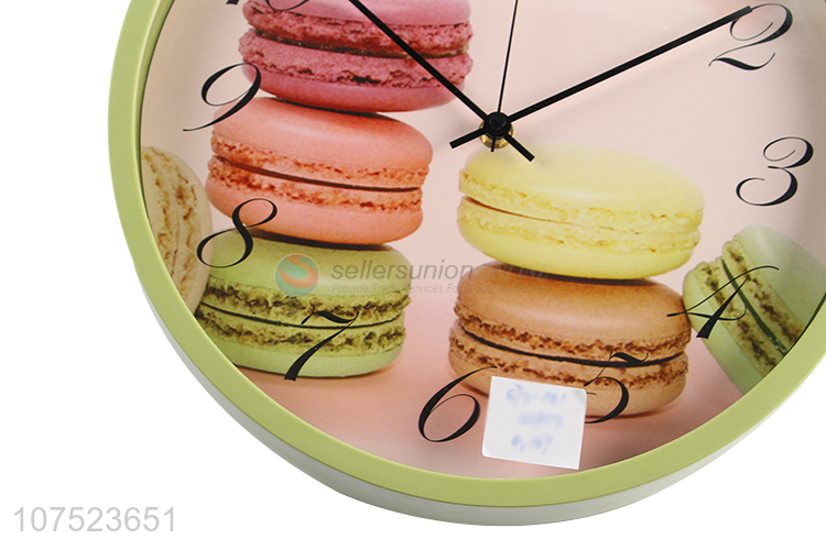 New design modern creative silence wall clock macarons pattern round plastic wall clock