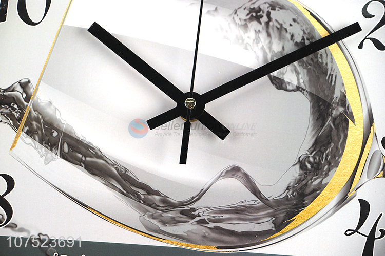 Custom logo modern wine glass pattern wall clock no-punch bedroom round clock quartz clock