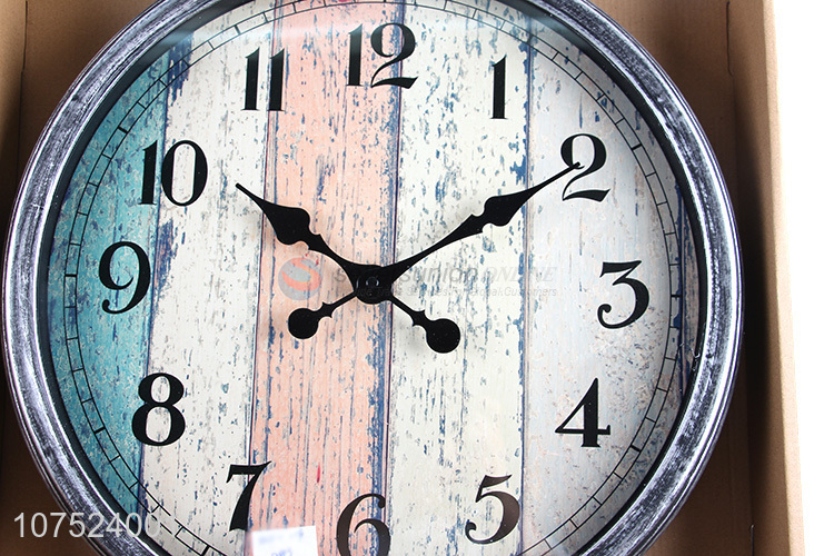 High quality Nordic trendy wall clock wood grain silent hanging clocks