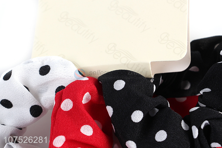 Most popular polka dot printed hair scrunchies ladies hair bands