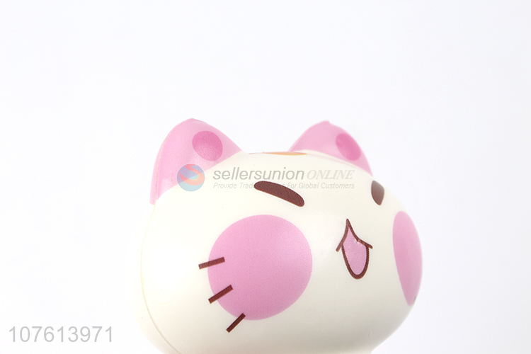 Pink big-eyed cat expression shape rebound toy