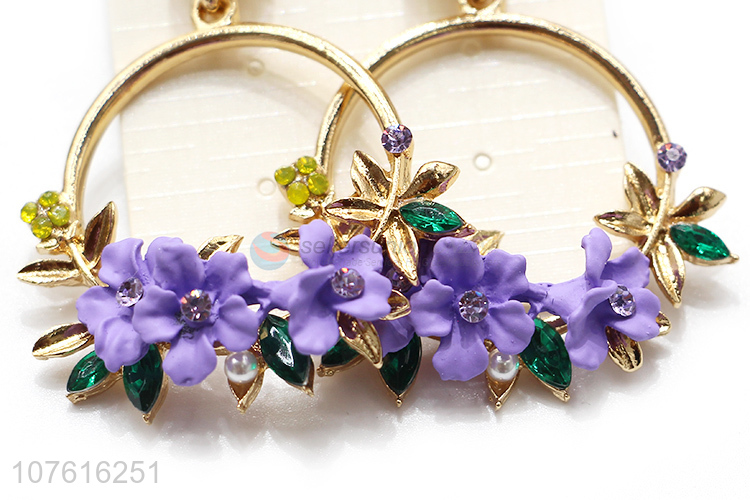 Europe Style Artificial Flower Alloy Stud Drop Earring