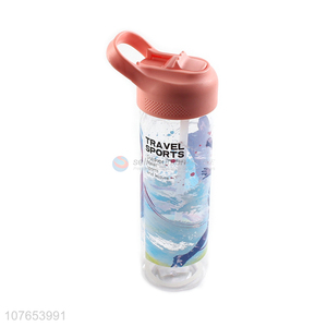 Personalized eco-friendly food grade plastic water bottle with straw