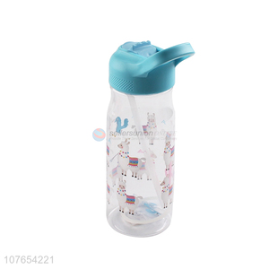 Low price lovely portable plastic water bottle with straw