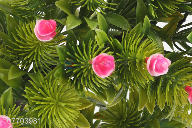 Hot selling artificial flower plastic dried flower rose green plant pot