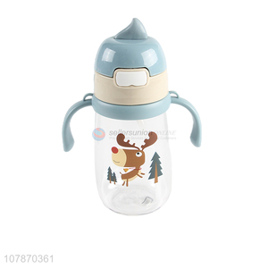 Private label cartoon unbreakable leakproof straw water bottle for kids