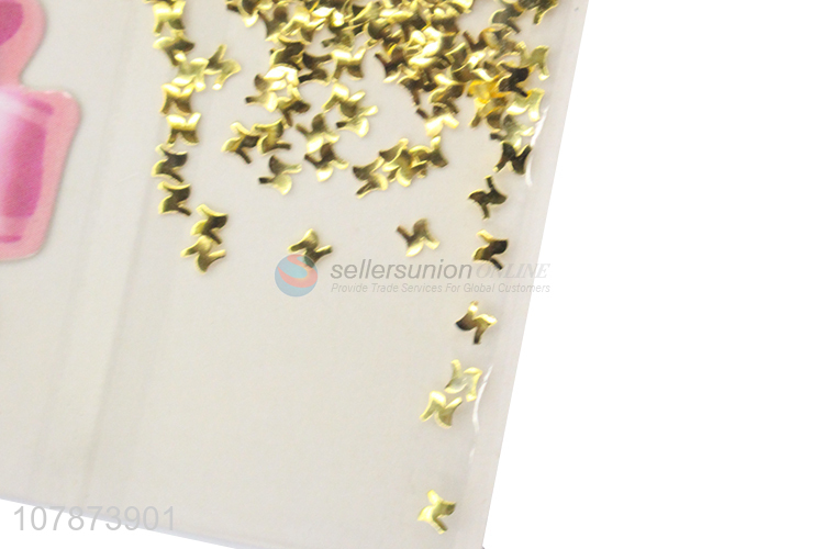 Factory Wholesale Golden Nail Art Diamond Metal Ladies Nail Art Decoration