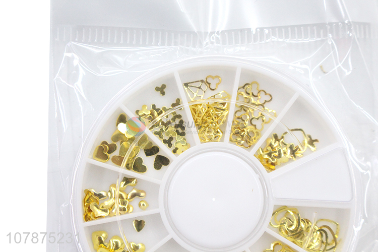 Yiwu wholesale golden multi-style DIY metal nail art stickers set