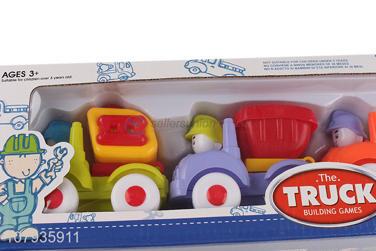 New arrival colourful plastic cartoon truck toys set with high quality