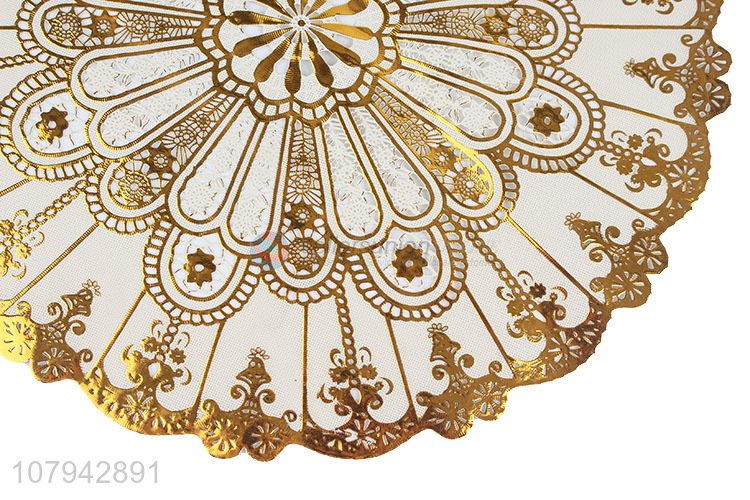 New arrival exquisite hollowed out gold pvc plastic placemats