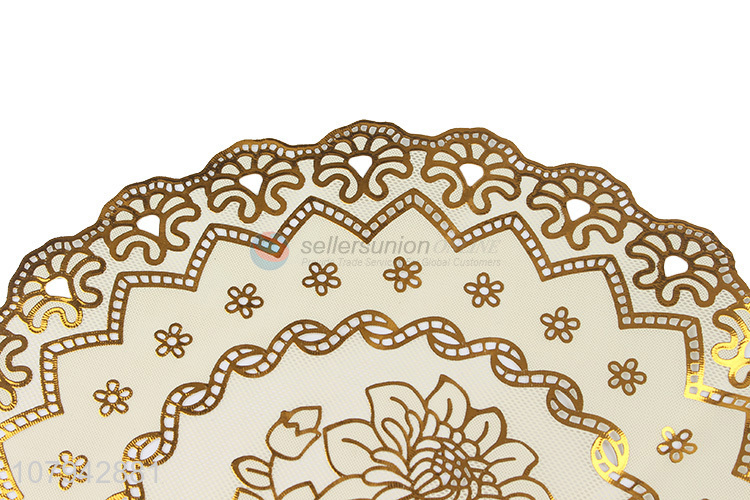 Hot sale gold pvc pressed vinyl metallic dinning mat placemats
