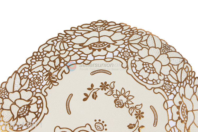 Top product cheap luxury hollowed out gold pvc plastic placemats