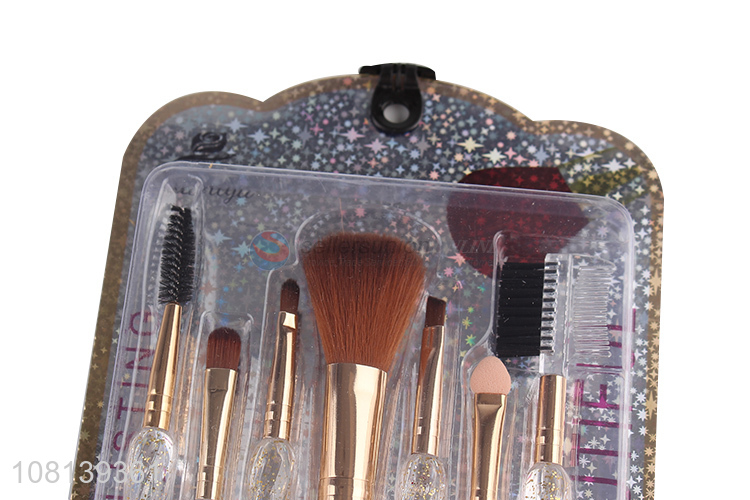 Latest design transparent glitter makeup brush set for sale