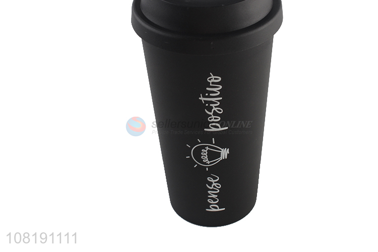 Hot sale portable double walled bpa free plastic coffee cup drinks mug