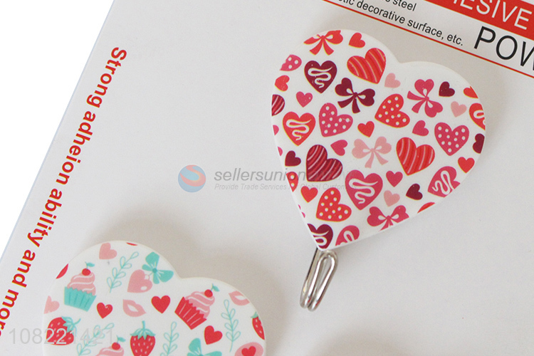 Hot product heart shaped plastic sticky hooks self adhesive wall hooks