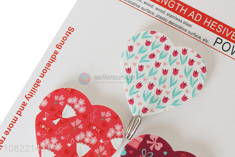 Good quality heart shaped sticky hooks strong adhesive towel hooks