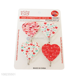 Good Sale 4 Pieces Heart Shape Sticky Hook Best Kitchen Hooks