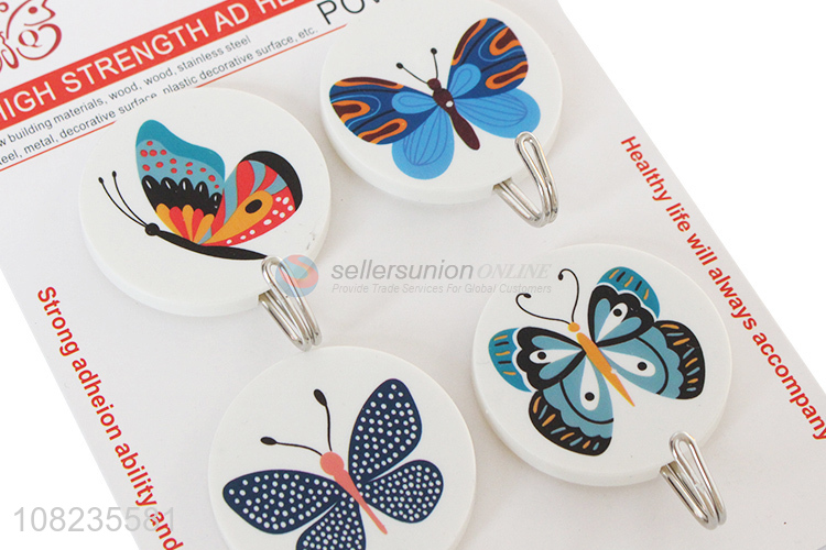 Popular Butterfly Pattern Self-Adhesive Hooks Sticky Hooks