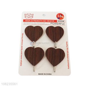 New Style 4 Pieces Heart Shape Sticky Hooks Fashion Wall Hooks