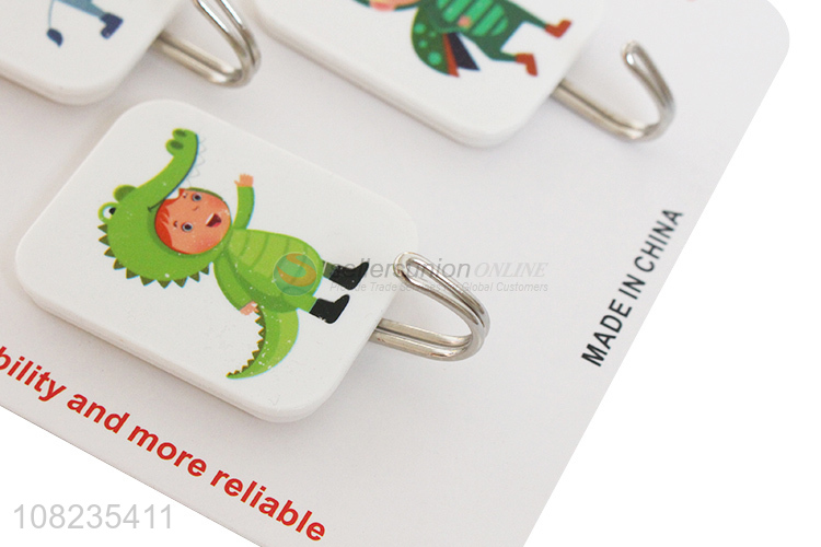 Cartoon Printed 3 Pieces Wall Hooks Fashion Sticky Hooks Set