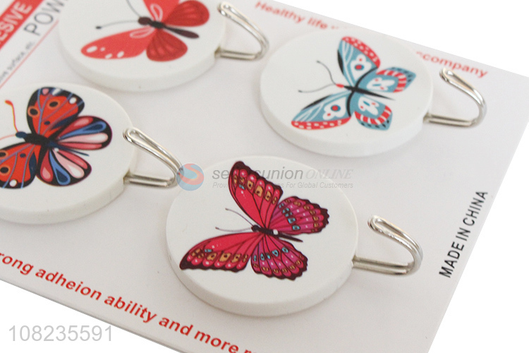 Fashion Butterfly Pattern Heavy Duty Sticky Hooks Wall Hooks