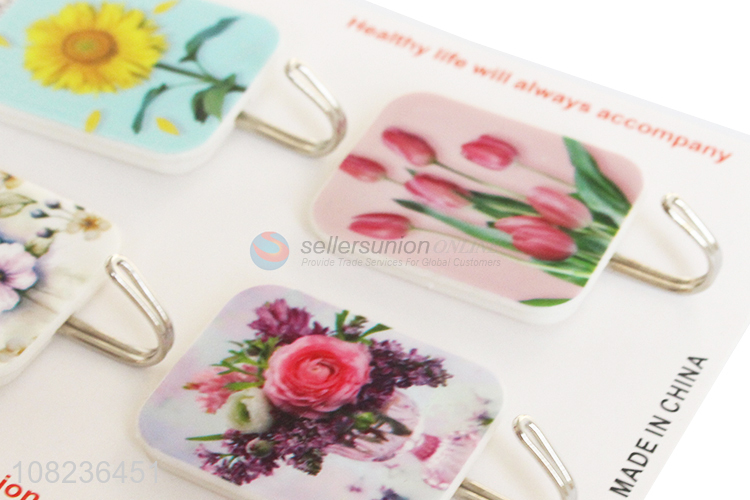 Fashion Flower Pattern Heavy Duty Sticky Hooks Wall Hooks