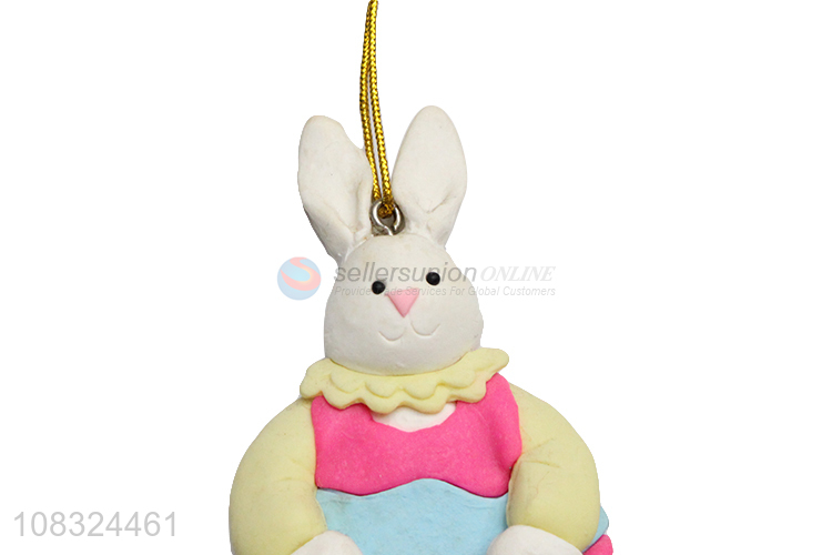 Wholesale Easter rabbit clay ornaments hanging holiday ornaments