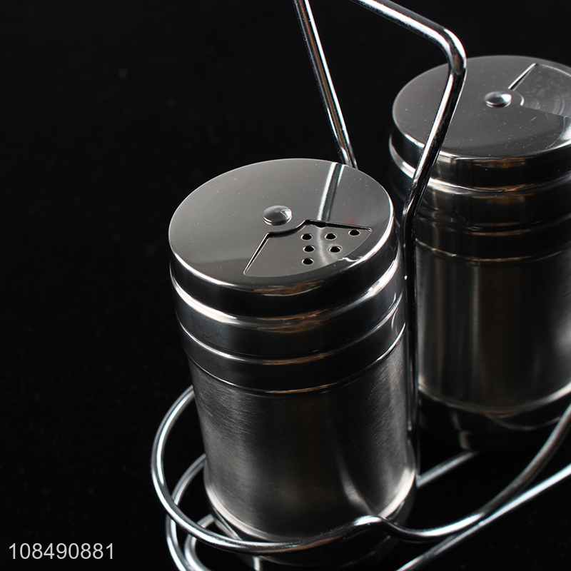 Wholesale glass salt and pepper shakers set with storage holder