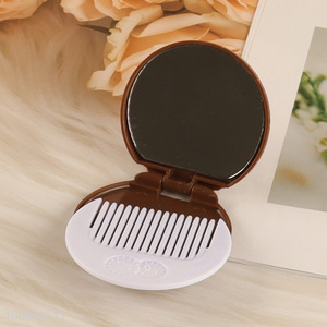 Wholesale chocolate cookie shape <em>makeup</em> <em>mirror</em> folding cosmetic <em>mirror</em>