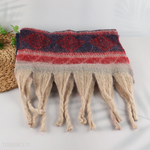 Hot selling women winter fringe <em>scarf</em> imitated mohair <em>scarf</em> shawl