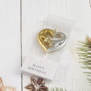 High Quality Metallic Heart Candle for <em>Wedding</em> Anniversary Party Cake <em>Decoration</em>