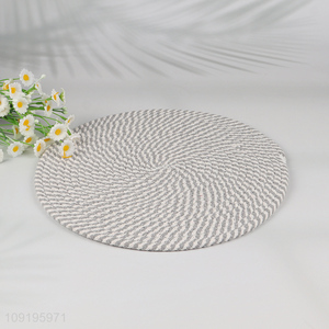Factory price round home kitchen cotton thread place mat hot <em>pot</em> <em>pad</em>